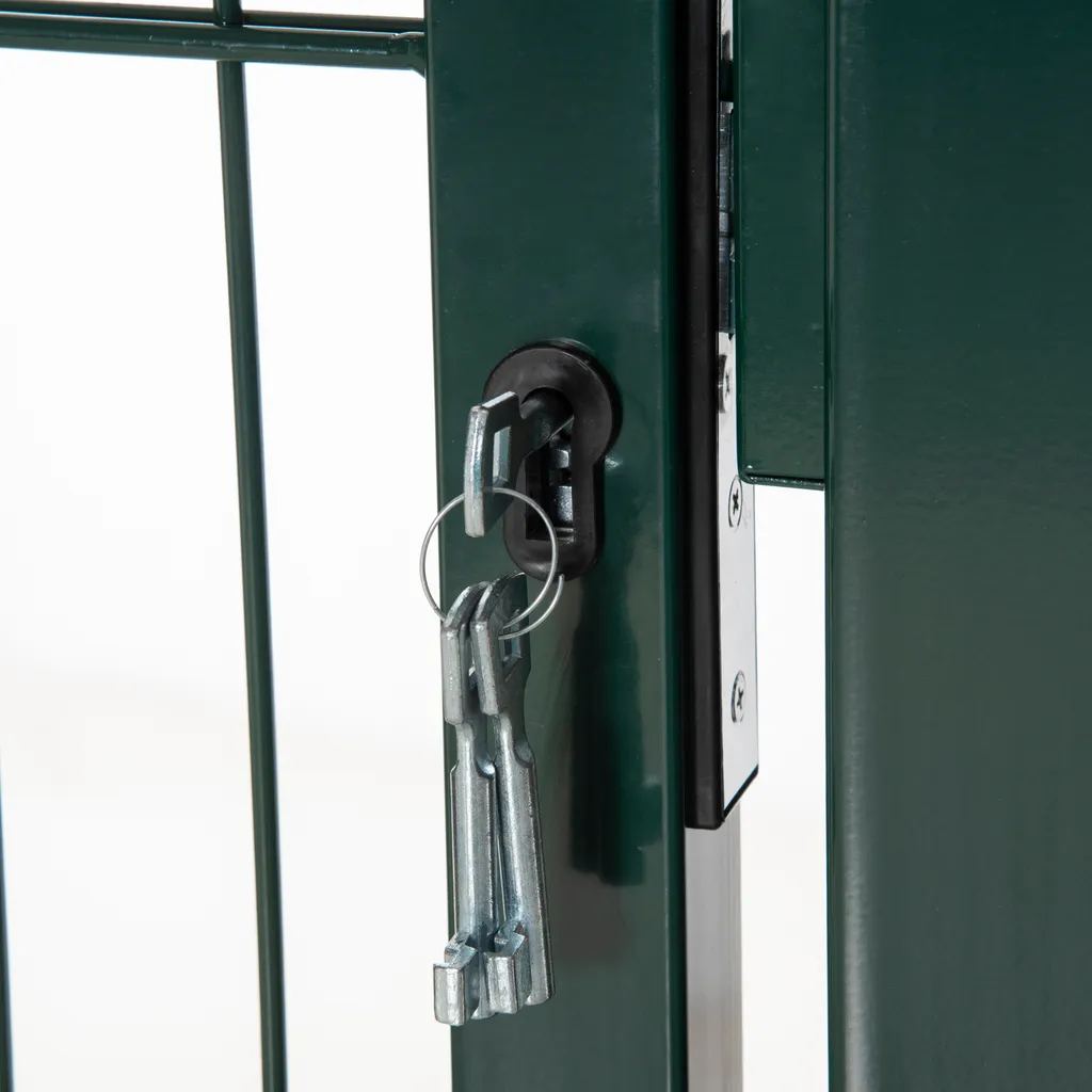 HOMCOM Gartentor Gartentür Zauntor Hoftür Aus Stahl Mit Griff Schloss Und Schlüsseln 97 X 170 Cm Grün 9 HOMCOM Gartentor Gartentür Zauntor Hoftür Aus Stahl Mit Griff Schloss Und Schlüsseln 97 X 170 Cm Grün – Bild 7