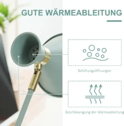 HOMCOM Tischlampe, Verstellbare Schreibtischlampe, 40 W Leselampe Mit E27 Sockel, Nachttischlampe Für Arbeitszimmer, Wohnzimmer, Exkl. Leuchtmittel, Stahl Grün -Homcom 01f9856dad125f0f3682d364b3e960f8