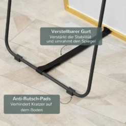 HOMCOM 2-in-1 Standspiegel, Wandspiegel Mit Goldenem Besatz, Ganzkörperspiegel Ankleidespiegel Für Schlafzimmer, Wohnzimmer, Umkleideraum, 50 X 37 X 158,5 Cm -Homcom 0227b0fb2130b0c4dff732a686da00d8