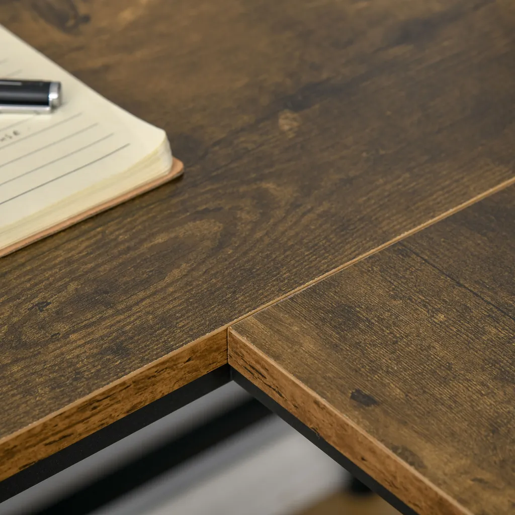 HOMCOM Computertisch Eckschreibtisch L-Form Arbeitstisch Platzsparender Gaming PC Workstation Für Home-Office Industriedesign Metall Rustikales Braun 165 X 110 X 95 Cm 5 HOMCOM Computertisch Eckschreibtisch L-Form Arbeitstisch Platzsparender Gaming PC Workstation Für Home-Office Industriedesign Metall Rustikales Braun 165 X 110 X 95 Cm – Bild 3