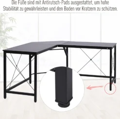 HOMCOM Computertisch Schreibtisch L-Form Eckschreibtisch Winkelschreibtisch MDF Schwarz 150 X 150 X 76 Cm 19 HOMCOM Computertisch Schreibtisch L-Form Eckschreibtisch Winkelschreibtisch MDF Schwarz 150 X 150 X 76 Cm -Homcom 030ef7d2f41216e33ad25ac48e93aa02