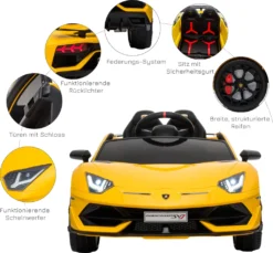 HOMCOM Kinderauto Kinderfahrzeug Für 3-8 Jahre Elektroauto Mit Fernsteuerung MP3/USB Licht Musik Kunststoff Metall Gelb 123 X 66,5 X 45,5 Cm 15 HOMCOM Kinderauto Kinderfahrzeug Für 3-8 Jahre Elektroauto Mit Fernsteuerung MP3/USB Licht Musik Kunststoff Metall Gelb 123 X 66,5 X 45,5 Cm -Homcom 0481d84106038a833acedb66327b678e