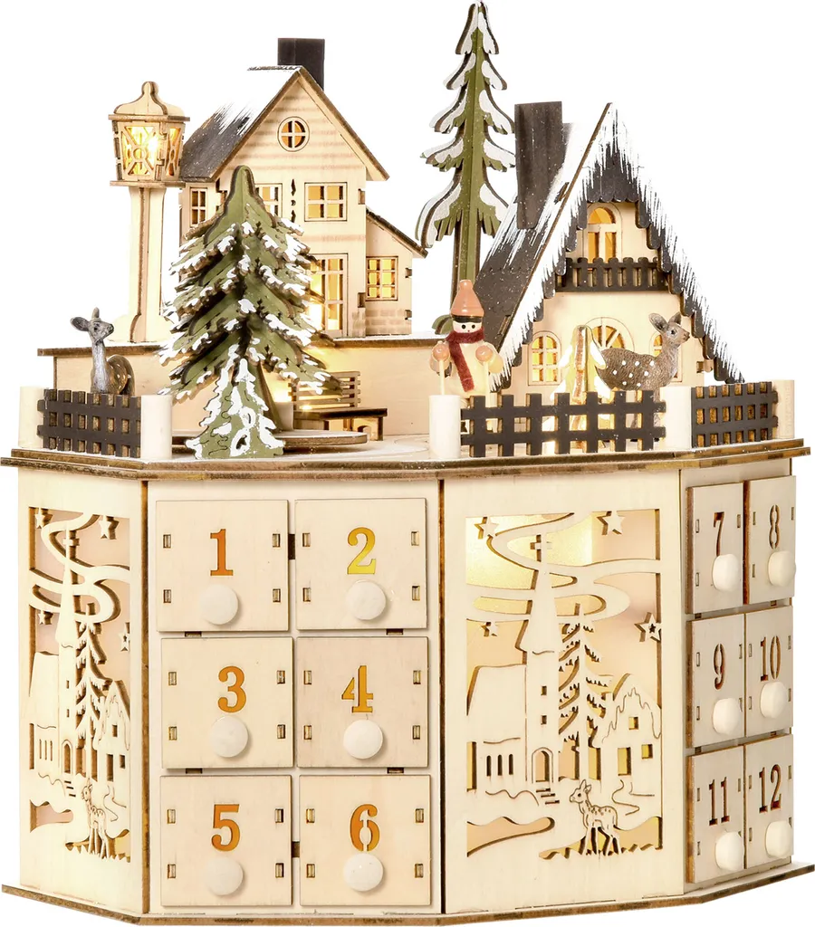 HOMCOM Weihnachts-Adventskalender Mit 24 Zugkästen Weihnachtskalender Mit LED-Lichtern Adventskalenderbox Sperrholz-Platte Naturholz 25 X 20 X 29 Cm 3 HOMCOM Weihnachts-Adventskalender Mit 24 Zugkästen Weihnachtskalender Mit LED-Lichtern Adventskalenderbox Sperrholz-Platte Naturholz 25 X 20 X 29 Cm
