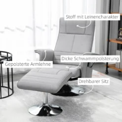 HOMCOM Massagesessel Mit Fußhocker, Relaxsessel Mit Liegefunktion, Elektrischer Fernsehsessel Mit Fernbedienung, Liegesessel Mit Leinenoptik, Stahl, Hellgrau 17 HOMCOM Massagesessel Mit Fußhocker, Relaxsessel Mit Liegefunktion, Elektrischer Fernsehsessel Mit Fernbedienung, Liegesessel Mit Leinenoptik, Stahl, Hellgrau -Homcom 0521d2969987baf2670da715e80f58a7
