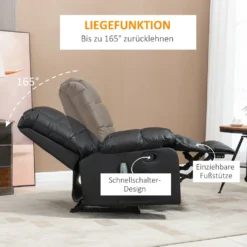 HOMCOM Elektrischer Massagesessel Relaxsessel Mit Liegefunktion Fernsehsessel Massagesofa Mit 8 Massagepunkte Und Tasche Schwarz 94 X 99 X 99 Cm -Homcom 064c6d663270e1c7fb5d356de287a56f