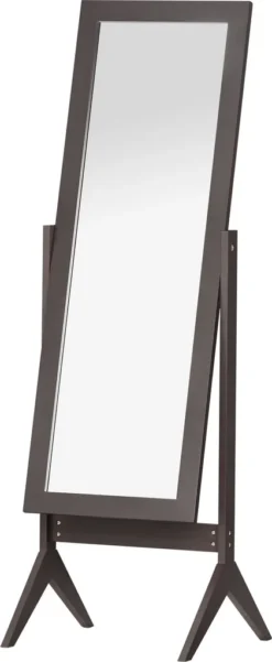 HOMCOM Standspiegel Ganzkörperspiegel Schminkspiegel Erhöhte Füße Pflegeleicht MDF Kaffee 47 X 46 X 148 Cm