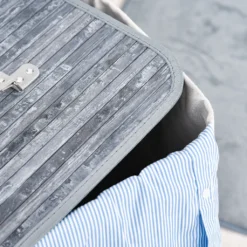 HOMCOM Wäschekorb, Wäschebox, Wäschesammler Mit Deckel, Segeltuchsack, Waschbarem Wäschesack, Mit Griffen, Bambus , Faltbar, 72L, Grau, 40 X 30 X 60 Cm -Homcom 071d7dce0e550957aae96997813feca9