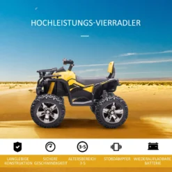 HOMCOM Elektro-Quad Kinder Elektro ATV Kinderwagen LED Frontlicht Mit MP3 USB 2 X 550 Motoren Kinderfahrzeug Kindermotorrad Elektro-Quad Für 37-60 Monate Alt Kinder Metall Gelb 100 X 65 X 73 Cm 16 HOMCOM Elektro-Quad Kinder Elektro ATV Kinderwagen LED Frontlicht Mit MP3 USB 2 X 550 Motoren Kinderfahrzeug Kindermotorrad Elektro-Quad Für 37-60 Monate Alt Kinder Metall Gelb 100 X 65 X 73 Cm -Homcom 078e5fdecd0355e44056c1f4f9cc5238