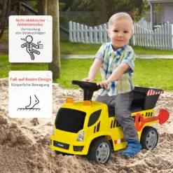 HOMCOM Sitzbagger Für Kinder Rutscherfahrzeug Mit Kippen Eimer Und Schaufel Fuß Rutscherauto Unter Sitz Lagerung Für Baby 18-36 Monaten Metall PP-Kunststoff Gelb 72 X 28,2 X 42 Cm -Homcom 07f4342395e6b2261aa79730132dae0a