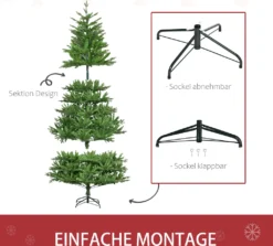 HOMCOM Künstlicher Weihnachtsbaum 210 Cm Mit 2551 Astspitzen Christbaum Tannenbaum Mit Standfuß Flammhemmend PVC PE Metall Grün -Homcom 08bb10a169bd997c49938d2287af9679