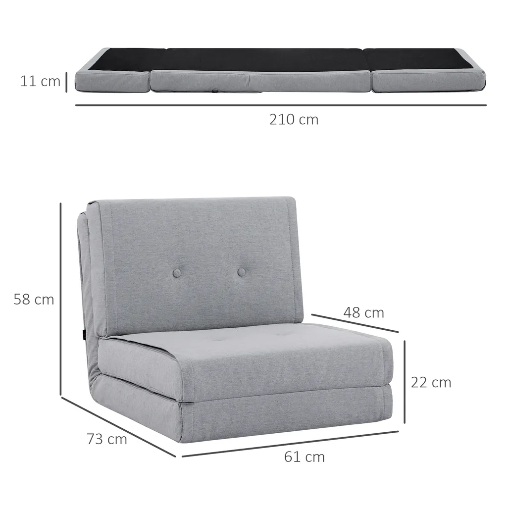 HOMCOM Bodensofa Klappbar Schlafsessel Bodenstuhl 5-stuhfig Verstellbar Klappsessel Schlafsofa Sofabett Einzelsofa Hellgrau 61 X 73 X 58 Cm 6 HOMCOM Bodensofa Klappbar Schlafsessel Bodenstuhl 5-stuhfig Verstellbar Klappsessel Schlafsofa Sofabett Einzelsofa Hellgrau 61 X 73 X 58 Cm – Bild 4