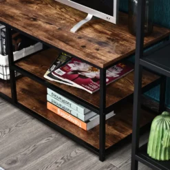 HOMCOM TV Schrank Lowboard TV-Regal Im Industrie-Design 3-stufig Spanplatte Natur 120 X B40 X H45 Cm -Homcom 0926880612d0f3bd3cc5f03818862461