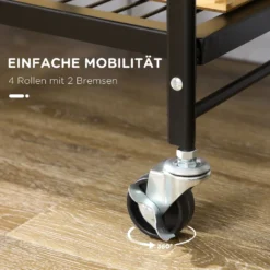 HOMCOM Rollwagen, Klappbarer Küchenwagen, Servierwagen Mit 3 Ebenen, Griff, Küchenregal Auf 4 Rollen Für Esszimmer, Wohnzimmer, Stahl, Braun+Schwarz, 68 X 35 X 85 Cm 16 HOMCOM Rollwagen, Klappbarer Küchenwagen, Servierwagen Mit 3 Ebenen, Griff, Küchenregal Auf 4 Rollen Für Esszimmer, Wohnzimmer, Stahl, Braun+Schwarz, 68 X 35 X 85 Cm -Homcom 0a0dd0bb6e8688cc0ff0d637d92646e7