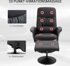 HOMCOM Massagesessel Mit Fußhocker Massagesessel Relaxsessel TV-Sessel145°-Neigung Liegesessel Ergonomischer Stuhl Mit 10 Vibrationpunkte Kunstleder Schwarz 76 X 81 X 105 Cm -Homcom 0a22880c14656e7f13339cd2bf5e5980