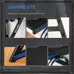 HOMCOM Computertisch Gaming Tisch PC Tisch Computer Ergonomisch Verstellbar Höhe Stahl MDF Schwarz 100L X 60B X 75H Cm 15 HOMCOM Computertisch Gaming Tisch PC Tisch Computer Ergonomisch Verstellbar Höhe Stahl MDF Schwarz 100L X 60B X 75H Cm -Homcom 0a990f9ce7a4093a69f4061ad5055028