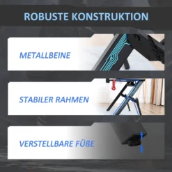 HOMCOM Gaming Tisch Schreibtisch Mit Kopfhörerhaken Getränkehalterung R-förmiger Computertisch MDF Metall Schwarz+Blau 110 X 59 X 75 Cm -Homcom 0c85b478c359d1c55f518acc76e5ea62