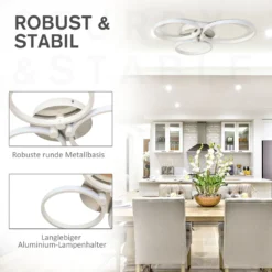 HOMCOM Deckenleuchte Wohnzimmerlampe Schlafzimmerlampe Deckenlampe Moderne Flurlampe Esszimmerlampe, Metall, Aluminium, Acryl, 56 X 47 X 8 Cm -Homcom 0d06ae7e515f4858c6ed48d5330223c5