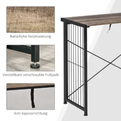 HOMCOM Schreibtisch Computertisch Bürotisch Home-Office Tisch Klappbar Mit E1 Spanplatte Metallrahmen Industriedesign Rustikales Braun+ Schwarz 90 X 45 X 74 Cm -Homcom 0d12e8ad063b1444cc3b8f948ac0145c
