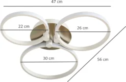 HOMCOM Deckenleuchte Wohnzimmerlampe Schlafzimmerlampe Deckenlampe Moderne Flurlampe Esszimmerlampe, Metall, Aluminium, Acryl, 56 X 47 X 8 Cm -Homcom 0d8bac28f7ba90caa0163418e7d21aa9