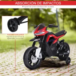 HOMCOM Kindermotorrad Kinder-Elektromotorrad Elektro-Motorrad Für Kinder Ab 3 Jahren Licht Musik MP3 Elektrofahrzeug Mit Stützrädern Maximal 3 Km/h Metall + Kunststoff Rot 105 X 52,3 X 62,3 Cm -Homcom 0d9ff1dad02d6e1d097bd21f16dc68e7