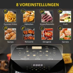 HOMCOM Heißluftfritteuse 11 L 1800W Mit 8 Menüs Zubehör Backofen Dehydrator Barbecue Für Gesundes ölfreies Fettarmes Kochen Stahl Schwarz 32 X 35,6 X 37,9 Cm 15 HOMCOM Heißluftfritteuse 11 L 1800W Mit 8 Menüs Zubehör Backofen Dehydrator Barbecue Für Gesundes ölfreies Fettarmes Kochen Stahl Schwarz 32 X 35,6 X 37,9 Cm -Homcom 0db51f4af014253a756919032c46ef6b