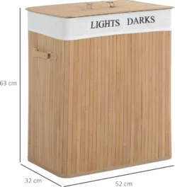 HOMCOM Wäschekorb Wäschebox Wäschesammler Mit Deckel Segeltuchsack Segeltuch + Bambus Natur 100L 52 X 32 X 63 Cm -Homcom 0e0c4b91dc4681039a6f8d41ea2d9863