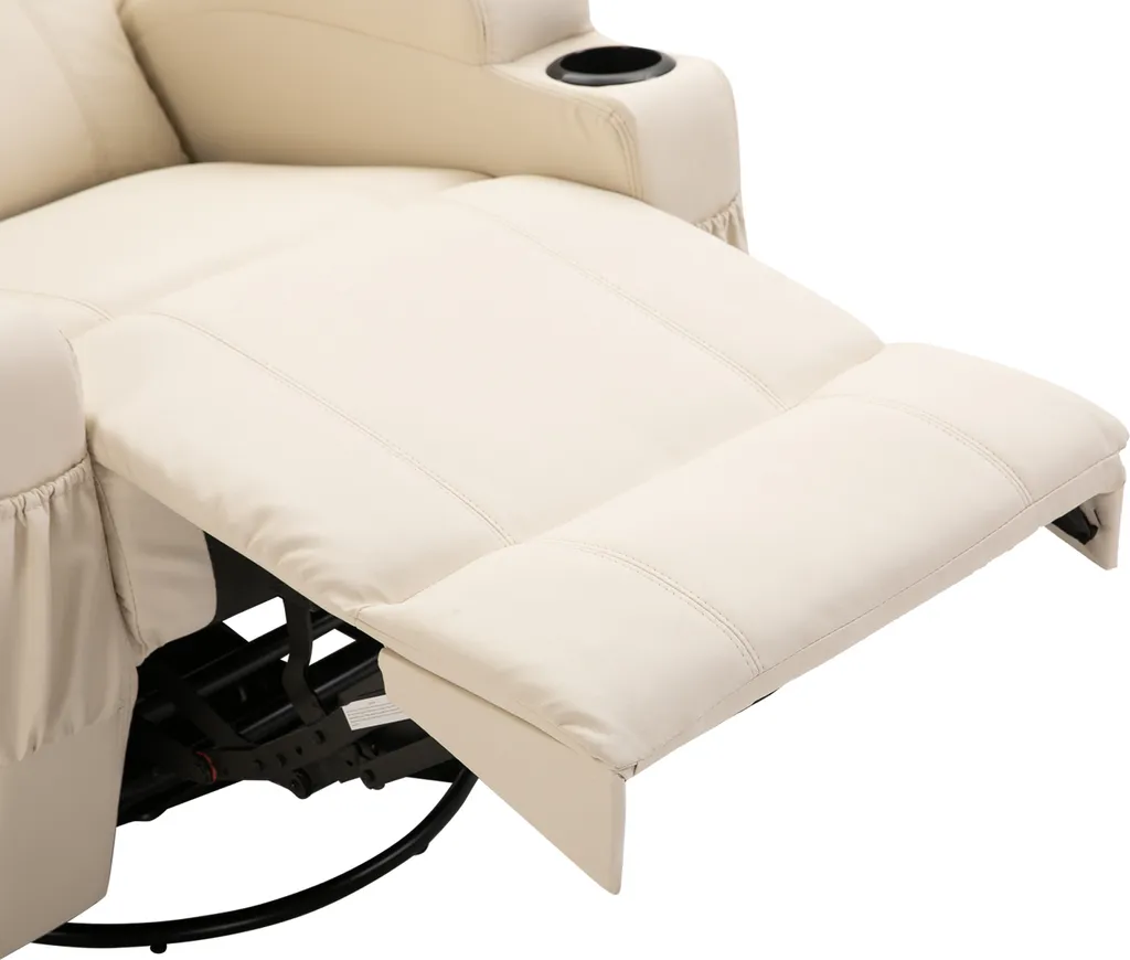 HOMCOM Massagesessel Relaxsessel Fernsehsessel Massagefunktion 5 Massage-Modi Liegefunktion Kunstleder Holz Metall Schaumstoff Cremeweiß 84 X 92 X 109 Cm 12 HOMCOM Massagesessel Relaxsessel Fernsehsessel Massagefunktion 5 Massage-Modi Liegefunktion Kunstleder Holz Metall Schaumstoff Cremeweiß 84 X 92 X 109 Cm – Bild 10