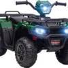 HOMCOM Elektro Kinderquad, Elektro-Quad Mit LED Und Musik, Elektroauto, Kinderfahrzeug Für Kinder Ab 3 Jahren, Kindermotorrad, Schwarz+Grün, 88 X 45 X 50 Cm