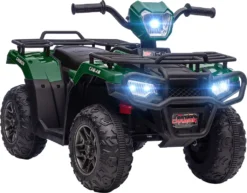 HOMCOM Elektro Kinderquad, Elektro-Quad Mit LED Und Musik, Elektroauto, Kinderfahrzeug Für Kinder Ab 3 Jahren, Kindermotorrad, Schwarz+Grün, 88 X 45 X 50 Cm