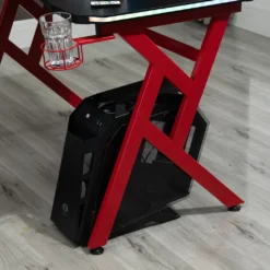 HOMCOM Gaming Tisch RGB-Lichter Schreibtisch R-förmiger 4 Verstellbare Fußstützen Computertisch Arbeitstisch Spanplatte Metall Schwarz+Rot 120 X 60 X 74,5 Cm -Homcom 0f79a47da495d4ed162fa05693d89ef5
