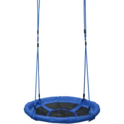 HOMCOM Ø100 Cm Nestschaukel Kinderschaukel Vogelnestschaukel Outdoor Schaukel Für Kinder Garten Oxford Blau