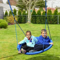 HOMCOM Ø100 Cm Nestschaukel Kinderschaukel Vogelnestschaukel Outdoor Schaukel Für Kinder Garten Oxford Blau -Homcom 11212658 3