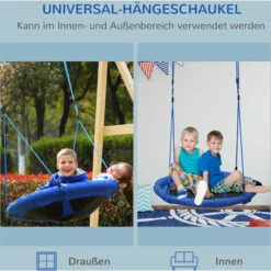 HOMCOM Ø100 Cm Nestschaukel Kinderschaukel Vogelnestschaukel Outdoor Schaukel Für Kinder Garten Oxford Blau -Homcom 11212658 4