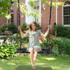 HOMCOM Nestschaukel Kinderschaukel Vogelnestschaukel Outdoor Schaukel Gartenschaukel Bis 100 Kg Belastbar Metall + Netzstoff Schwarz 100 X 76 X 4 Cm -Homcom 11340180 3