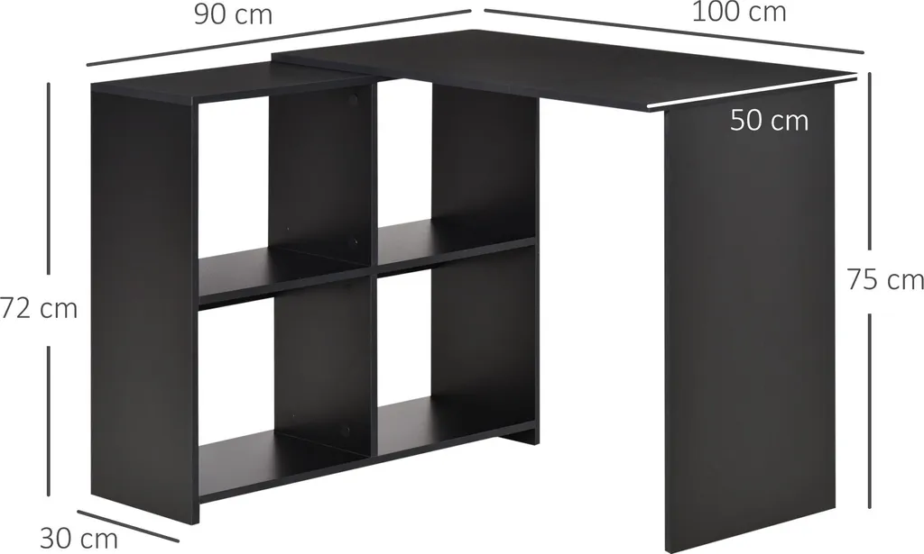 HOMCOM Eckschreibtisch Schreibtisch L-förmiger Schreibtisch Computertisch PC Laptop-Spieltisch Winkel Staufach Büro Schwarz 100 X 90 X 75 Cm 9 HOMCOM Eckschreibtisch Schreibtisch L-förmiger Schreibtisch Computertisch PC Laptop-Spieltisch Winkel Staufach Büro Schwarz 100 X 90 X 75 Cm – Bild 7