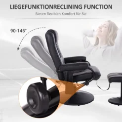 HOMCOM Massagesessel Relaxsessel Fernsehsessel TV Sessel Mit Massagefunktion Inkl. Hocker Kunstleder Schwarz 77 X 84 X 95 Cm -Homcom 123ddf7213e1de288a90646c368fab5d