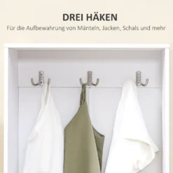 HOMCOM Garderobenständer Kleiderschrank Mit 3 Haken Schulbladen Garderobe Kleiderständer Mit Nordisches Design Für Schlafzimmer Eingangsbereich Mit Kippschutz Spanholz Weiß+Grau 61 X 29,6 X 132 Cm -Homcom 124ec6b38e19dc4baf638cdb98011cbe