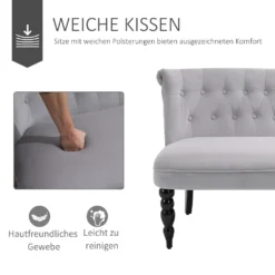 HOMCOM 2-Sitzer Couch Stoffsofa Polstersofa Sitzmöbel Loveseat Vintage Holz Grau 120 X 67 X 78 Cm -Homcom 1322dfd1eb73d66a2c88ae7f5dfc7acb