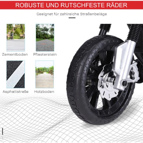 HOMCOM Kindermotorrad Kinder-Elektromotorrad Elektro-Motorrad Für Kinder 3-6 Jahren Licht Musik MP3 Elektrofahrzeug Mit Stützrädern Maximal 3 Km/h Metall + Kunststoff Rot 105 X 52,3 X 62,3 Cm 7 HOMCOM Kindermotorrad Kinder-Elektromotorrad Elektro-Motorrad Für Kinder 3-6 Jahren Licht Musik MP3 Elektrofahrzeug Mit Stützrädern Maximal 3 Km/h Metall + Kunststoff Rot 105 X 52,3 X 62,3 Cm – Bild 5