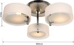 HOMCOM Deckenlampe Deckenleuchte Kronleuchter 40W Leuchte 3-flammig Chrom Acryl E27, Warmweiß, Ø64xH20cm -Homcom 1423ee90302aae11d029346354f77d3e