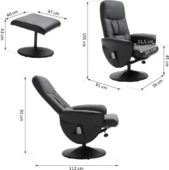 HOMCOM Massagesessel Mit Fußhocker Massagesessel Relaxsessel TV-Sessel145°-Neigung Liegesessel Ergonomischer Stuhl Mit 10 Vibrationpunkte Kunstleder Schwarz 76 X 81 X 105 Cm -Homcom 146c5611086f62a35a11dabcb62e9b0f