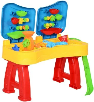 HOMCOM Kinder Sandkastentisch Mit 31-tlg. Zubehör 3 HOMCOM Kinder Sandkastentisch Mit 31-tlg. Zubehör