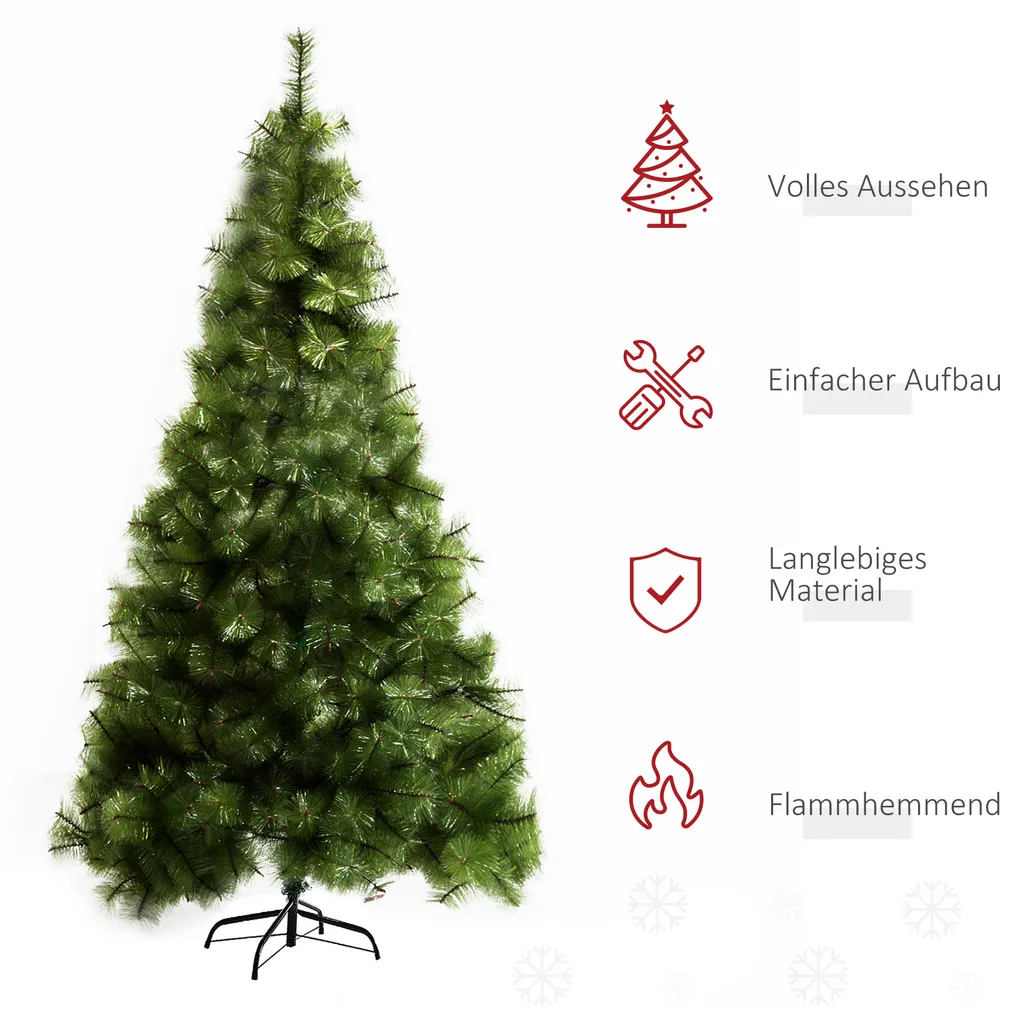 HOMCOM Künstlicher Weihnachtsbaum 2,1 M Christbaum Tannenbaum 505 Äste Dichte Zweige Einfacher Aufbau Authentischer Christbaum Mit Metallständer PET Metall Grün Ø90 X 210 Cm 5 HOMCOM Künstlicher Weihnachtsbaum 2,1 M Christbaum Tannenbaum 505 Äste Dichte Zweige Einfacher Aufbau Authentischer Christbaum Mit Metallständer PET Metall Grün Ø90 X 210 Cm – Bild 3
