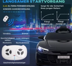 HOMCOM Kinder Elektroauto, Kinderauto Mit 2,4G Ferbedienung, Kinderfahrzeug Mit Hupe & Musik & Scheinwerfer, Elektrofahrzeuge Für Kinder Ab 3 Jahre, Schwarz -Homcom 160577db3387e4f9a4697e8d557cd318