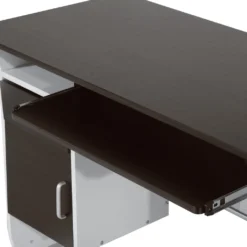 HOMCOM Computertisch Winkelschreibtisch Mit Schubladen Schreibtisch Bürotisch Anti-Rutsch Metall MDF Schwarznuss+Silber 100 X 52 X 75 Cm -Homcom 172e58afb424780a534509e37a0a5ac7