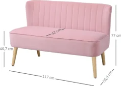HOMCOM 2-Sitzer Stoffsofa Polstersofa Sitzmöbel Loungesofa Holz Schaumstoff Samtartiges Polyester Rosa 117 X 56,5 X 77 Cm 17 HOMCOM 2-Sitzer Stoffsofa Polstersofa Sitzmöbel Loungesofa Holz Schaumstoff Samtartiges Polyester Rosa 117 X 56,5 X 77 Cm -Homcom 17f9253d59d9086f8059a185071d3b44