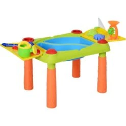 HOMCOM Kinder Sand- Und Wasserspieltisch Matschtisch Kinder Outdoor Spieltisch Outdoor Kinder Sandtisch Mit 16-tlg. Zubehör, Spieltisch, Strandspielzeug, Ab 3 Jahren, PP, 99,5 X 49 X 48 Cm