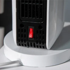 HOMCOM Heizgerät Heizlüfter 2000W Elektroheizer Keramik Heizturm Mit 3 Heizstufen Fernbedienung 8-Stunden-Timer Oszillation Heizer Heizung Kunststoff Weiß Ø18 X 44H Cm -Homcom 1909c87ce54992b78fcafb08e606998a