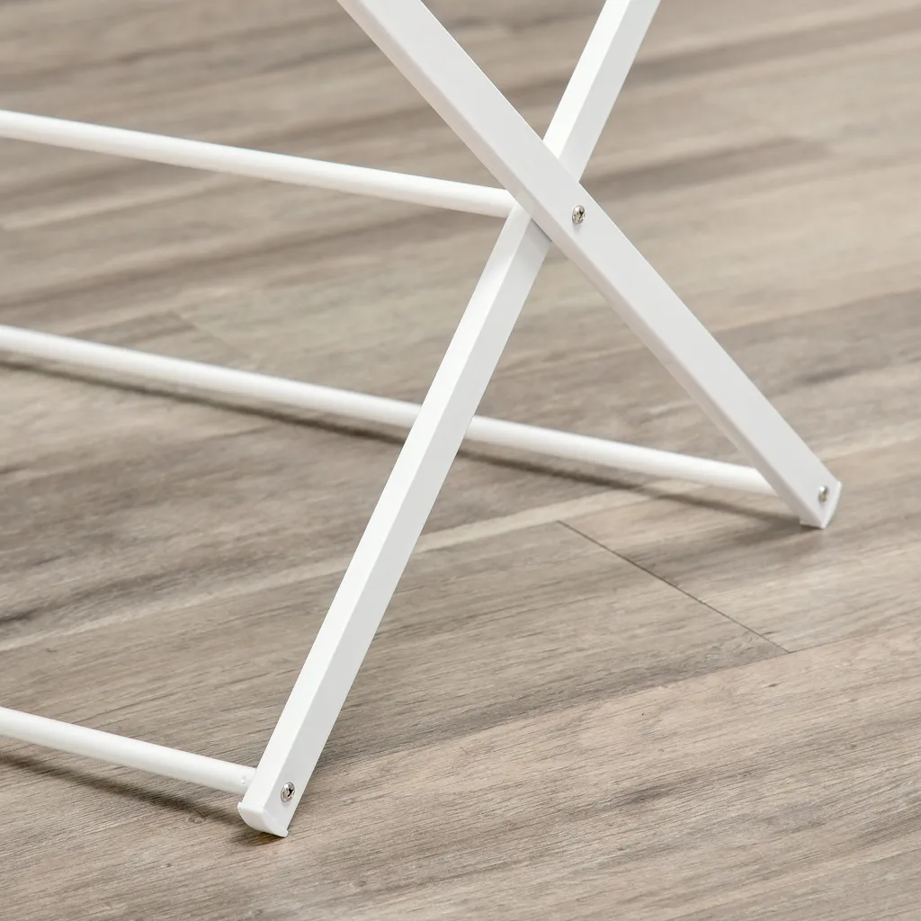 HOMCOM Wäscheständer Faltbar 8-stufiger Trockengestell Trockenständer Metall Kunststoff Weiß 74 X 35 X 144 Cm 9 HOMCOM Wäscheständer Faltbar 8-stufiger Trockengestell Trockenständer Metall Kunststoff Weiß 74 X 35 X 144 Cm – Bild 7