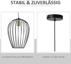 HOMCOM Pendelleuchte Hängeleuchte Hängelampe Modern Pendellampe Für Büro Wohnzimmer Esszimmer Metall Schwarz Ø26 X 130 Cm 13 HOMCOM Pendelleuchte Hängeleuchte Hängelampe Modern Pendellampe Für Büro Wohnzimmer Esszimmer Metall Schwarz Ø26 X 130 Cm -Homcom 191384b8e14c688900a030b671cf3b1a